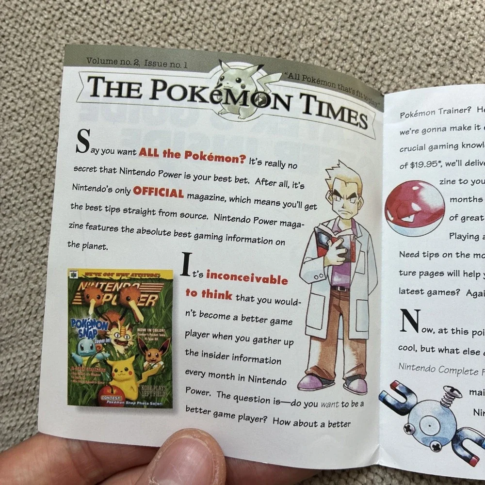 Pokémon Yellow Nintendo Power Player's Guide Offer Insert DMG-APSE-USA